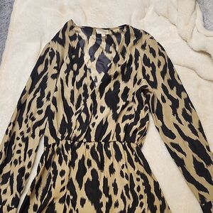 Parker Leopard Print Long Sleeve Dress